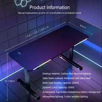 Bureau de jeu électrique à hauteur réglable au design E-sport moderne avec bande LED, vente directe usine OEM ODM, poste de travail gamer pour bureau à domicile