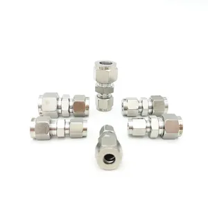 Stainless Steel 316 Tube Fittings 1/2" OD Union Connector Double Ferrule Compression Union Fitting Connectors