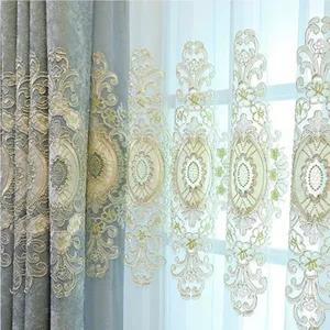 Élégants rideaux occultants brodés européens pour salon, salle à manger, chambre à coucher, étude, bleu, <span class=keywords><strong>violet</strong></span>, sans <span class=keywords><strong>voilage</strong></span> - Product Image 4