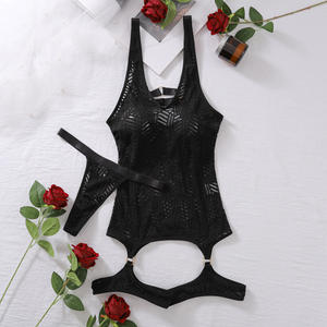 Комплект эротического белья Chuangerm Spot 2025: кружевное платье-комбинация с открытой спиной, ажурными вырезами и подвязками на бедрах, 2 предмета - Product Image 4