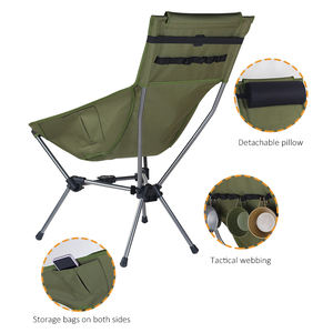 Chaise pliante portable de camping personnalisée pour l'extérieur, chaise de randonnée à dossier haut, ultralégère, avec poche latérale et appui-tête - Product Image 3