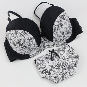Ensemble soutien-gorge et culotte imprimé le plus vendu, lingerie en dentelle, <span class=keywords><strong>sous</strong></span>-vêtements féminins, soutien-gorge et culotte chics, grande taille - Product Image 4