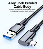 Kabel VR Link USB3.2 ke Type-C Sudut Kanan, Transfer Data 10Gbps, Kabel Pengisian Daya 60W untuk Quest3, Kabel Streaming Kamera AR