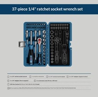 Jeu de clés à cliquet Bosch 37 pièces 1/4'' à couple élevé, kit d'outils manuels pour réparation automobile