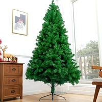 Grand sapin de Noël artificiel vert floqué, écologique, pliable, avec base autoportante, pour la maison et les fêtes, en plastique de haute qualité