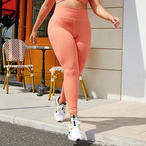 MIQI Orange Plus Size Sports Tights Gym Buttocks Lifting Yoga Pants High Waist Leggings For Women