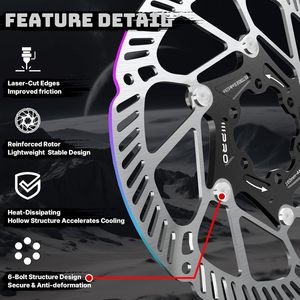 Premium A2 140mm 160mm 180mm 203mm flottante bici freno a disco rotore acciaio inox MTB Mountain Bike 6 bulloni - Product Image 3