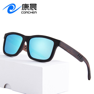 Lunettes de soleil en bois Conchen, monture carrée, UV400 polarisées, pour hommes, protection solaire, mode, voyage en plein air, W3074 - Product Image 1