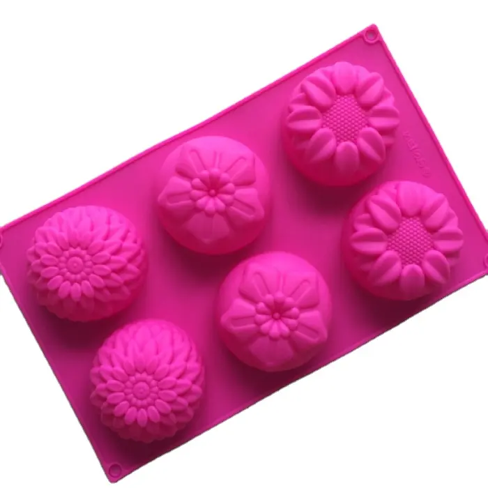 BPA ücretsiz toptan DIY 6 kavite 3 farklı çeşitli çiçekler silikon sabun kalıp sabun yapımı için