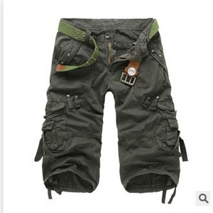 <strong>Wholesale</strong> <strong>Taobao</strong> Korean Style Men's Casual Seven-Point Cargo Shorts Mid Loose Cotton Solid Multi-Pocket Washed Button Zipper Fly - Product Image 5
