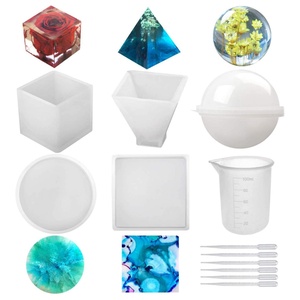 5 moldes de silicona DIY para resina, para hacer manualidades de resina, geodas, ágatas, posavasos artísticos, variedad de moldes de silicona para resina - Product Image 1