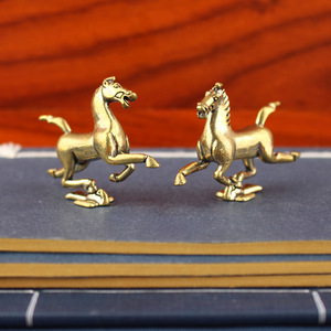 Cavallo Zodiacale Retrò in Ottone Dington, Cavallo che Calpega Rondini Volanti, Decorazione per Scrivania, Galoppante, Piccolo Animale - Product Image 2