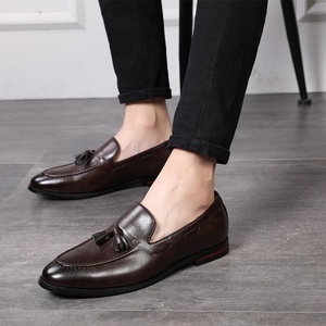 Men's Pointed Toe Genuine Leather <b>Shoes</b> Breathable Slip-on Formal Business Casual Office <b>Shoes</b> <b>Height</b> <b>Increasing</b> - Product Image 1
