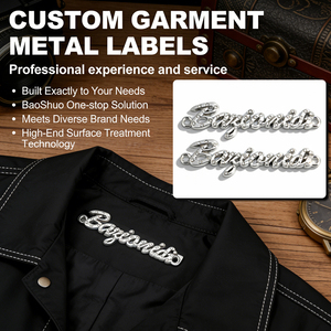 Etiqueta Metálica con Letras Plateadas, Logotipo Personalizado, Placa Metálica para Bolsos, Etiqueta Metálica con Pedrerí<span class=keywords><strong>a</strong></span> Incrustada - Product Image 1