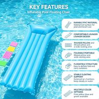 Matelas flottant gonflable en PVC pour adultes, lit d'eau pliable pour la détente estivale à la plage ou en piscine