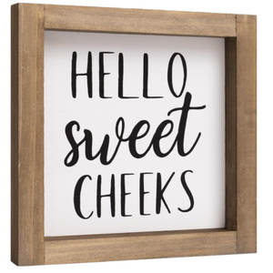 Letrero Decorativo para Baño 'Hello Sweet Cheeks', Decoración Rústica <span class=keywords><strong>de</strong></span> Madera para Pared <span class=keywords><strong>de</strong></span> Baño, para Baño <span class=keywords><strong>de</strong></span> Invitados, Inodoro, Hogar, Mesa, Estante - Product Image 1