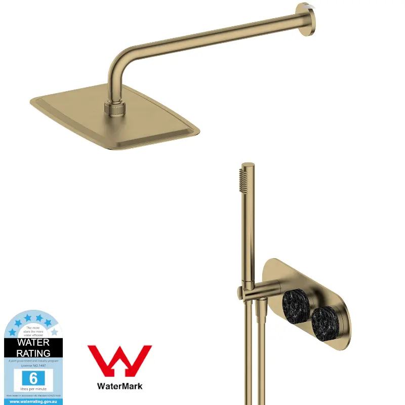 Watermark Shower Brass Brushed Rose Gold Granite Marble Bathroom Wall Mounted 2 In 1 Shower Set