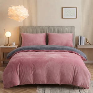 Set <span class=keywords><strong>Copripiumino</strong></span> in Velluto Cristallo Bicolore, Kit Biancheria da Letto in Velluto Cristallo <span class=keywords><strong>Tinta</strong></span> <span class=keywords><strong>Unita</strong></span>, Copriletto Caldo e Confortevole - Product Image 1