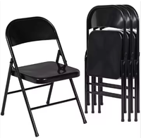 Chaises Pliantes Entièrement Métal Design Moderne, Noires Blanches, en Acier Léger et Portables, pour Écoles et Événements de Jardin Extérieurs
