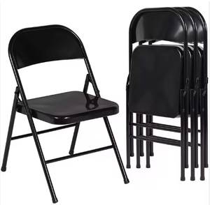 Sedie Pieghevoli Ingrosso a Buon Mercato dal Design Moderno Interamente in Metallo Nero Bianco Acciaio Leggero Portatile per Scuola ed Eventi Esterni in Giardino - Product Image 1