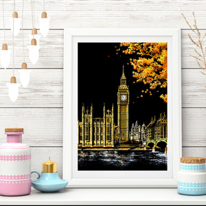 GKZL Yuelu Série Ville Colorée Paysage Nocturne Peinture à Gratter Créative Carte Cadeau d'Anniversaire en Carton Rectangulaire Monde - Product Image 4