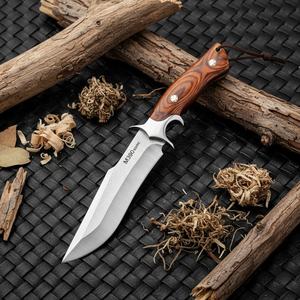 Cuchillo de Camping de Hoja Fija de Acero Inoxidable de Alta Calidad, Punta Recta, Mango de Madera, 200mm, HK OEM, Ideal para Derrotar Enemigos - Product Image 5