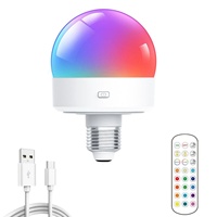 Ampoule LED rechargeable RGB E26/E27 avec télécommande, éclairage intelligent d'urgence pour la maison avec alimentation CC
