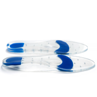 Semelles orthopédiques en gel de silicone transparent bleu, coussinets en gel épais, absorption des chocs, antidérapants, inserts pour fasciite plantaire