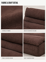 Canapé chaise longue moderne sans structure, une place, design carré, dossier coussin, sans accoudoirs, tissu Sherpa, expédié compressé sous vide