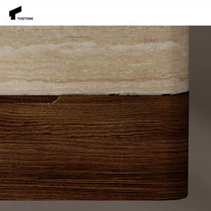 Tostone wandhangende enkelvoudige wastafel met natuursteen travertijn blad, honingcrème marmer badkamermeubel voor moderne villa badkamergebruik - Product Image 4