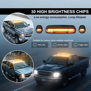 3 <span class=keywords><strong>feux</strong></span> <span class=keywords><strong>de</strong></span> gabarit LED pour cabine, lentille fumée, 30 LED, clignotants <span class=keywords><strong>de</strong></span> toit ambre, étanches 12V pour Chevrolet Silverado 2002-2007 - Product Image 6