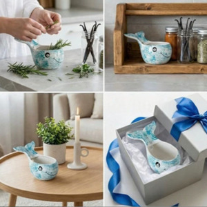 Blue Whale Vanilla Peeling Bowl With Container For <b>Fruit</b> <b>Vegetable</b> <b>Tools</b> Hand Wash Only - Product Image 2