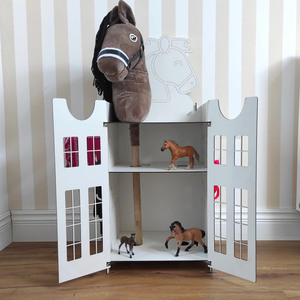 Massivholz-Hobbypferdestall für <span class=keywords><strong>2</strong></span> Pferde mit Aufbewahrungshaken, Langlebiger Holzstall und Präsentationsständer zur Spielzeugorganisation - Product Image 3