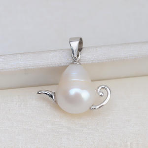 Pendentif théière en argent S925 de style européen et américain, collier baroque DIY pour femme avec chaîne de clavicule et pendentif perle creuse - Product Image 3