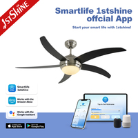 Ventilador de Techo Inteligente 1stshine de 52 Pulgadas con Control Remoto, Diseño Moderno Profesional, Eficiente, con Luz LED, Directo de Fábrica