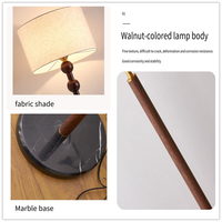 Lampadaire Nordique Moderne avec Abat-jour en Tissu, Corps en Bois Massif, Base en Marbre, Lumière Chaude pour Salon, Chambre, Hôtel, Décoration Intérieure