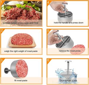Prensa de Hambúrguer em Aço Inoxidável, Modelador Redondo, Utensílio para Fazer Hambúrguer com Recheio Antiaderente - Product Image 5