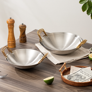Commercial Restaurant Stainless Steel Non-Stick Wok <strong>Small</strong> Double Ear Dry Pot with Tripod Hot <strong>Frying</strong> <strong>Pan</strong> for Alcohol Stove - Product Image 6