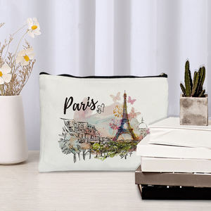 1 pc <span class=keywords><strong>Paris</strong></span> Souvenirs voyage motif personnalisé trousse de maquillage voyage toilette sac de rangement pochette cosmétique enterrement de vie de jeune fille cadeau - Product Image 3