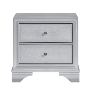 <b>Silver</b> Finish Glam Storage Nightstand 2 Drawers Contemporary Bedroom Furniture <b>Bedside</b> <b>Table</b> - Product Image 2