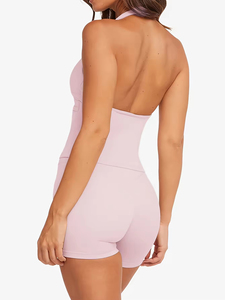 Vêtements de yoga écologiques respirants et solides pour femmes, sans manches, à taille élastique, avec logo personnalisé, pour le sport et le fitness - Product Image 4