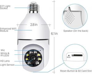 Bombilla LED Inteligente 360 para el Hogar, E27 PTZ, Cámara <span class=keywords><strong>de</strong></span> <span class=keywords><strong>Vigilancia</strong></span> Inalámbrica para Interiores, Visión Nocturna - Product Image 5