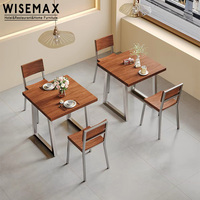 WISEMAX FURNITURE Meubles de style industriel rétro, meubles commerciaux, table et chaises en métal et bois, table à manger pour restaurant