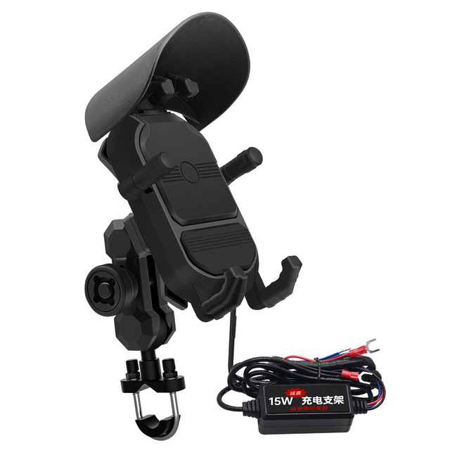 Motorcycle Phone Mount 15W Wireless Fast Charging Shock Absorption Adjustable Fit for NINJA 250 300 400 650