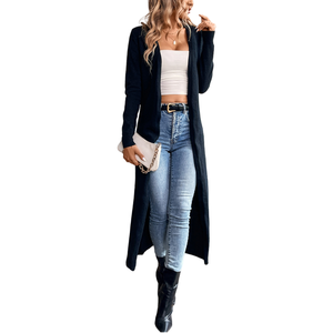 Cardigan long en crochet de style coréen personnalisable pour femmes pull en tricot épais 100% coton pour l'hiver tricoté à la main - Product Image 3