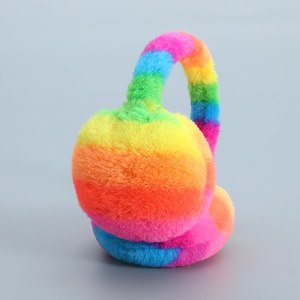 Penutup Telinga Modis Musim Dingin Bulu Tebal Pelangi Hangat Lucu Serbaguna Tahan Angin Anti Dingin - Product Image 3