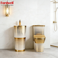Ensemble WC en céramique monobloc avec cuvette de toilette et lavabo électroplaqué pour salle de bain