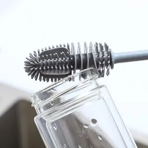 Long Handle Eco-Friendly Silicone Water Cleaning <b>Brushes</b> Modern Design Baby Bottle Kitchen Cleaner <b>Wheel</b> PP TPR for Glass Wash - Product Image 4