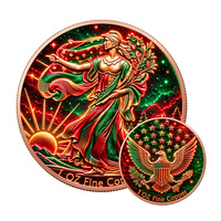 Pièce de monnaie commémorative en cuivre fin 999, 1 once, colorée, avec relief 3D, motif Liberté marchante, pièce de collection