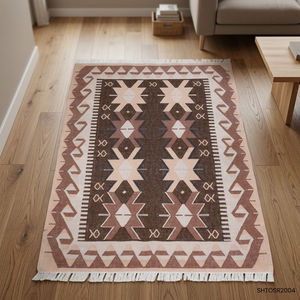 Alfombra Moderna Antideslizante de Lana/Algodón Tejida a Mano de Alta Demanda Star Hometex para Exteriores y Comedores, Hecha a Mano en India - Product Image 1